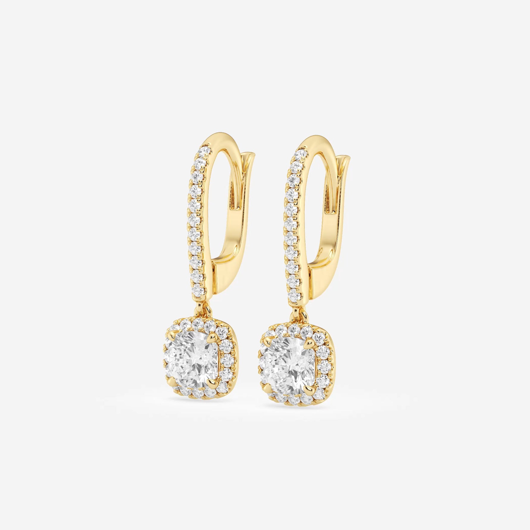 Halo Cushion Pavé Moissanite Earrings