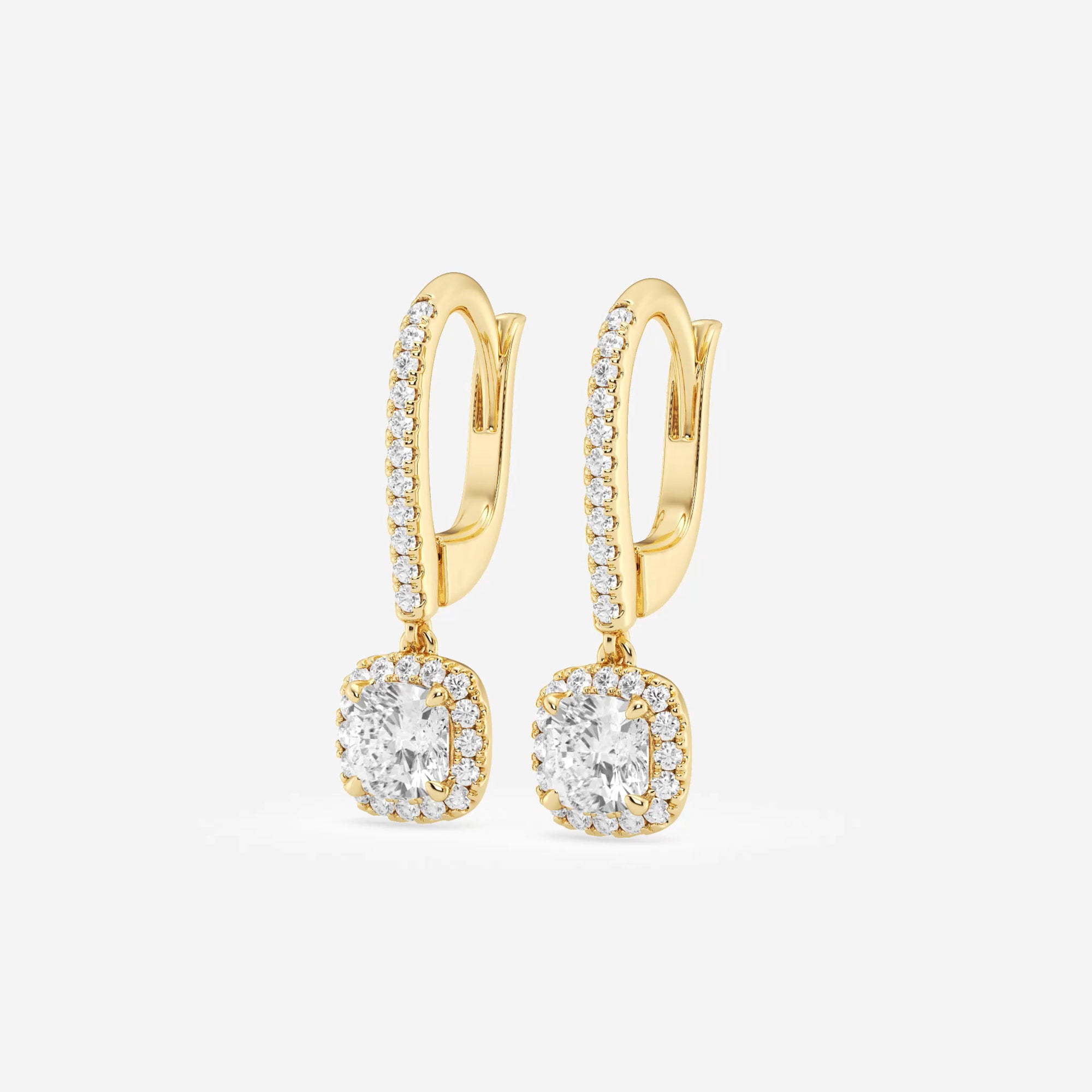 Halo Cushion Pavé Moissanite Earrings