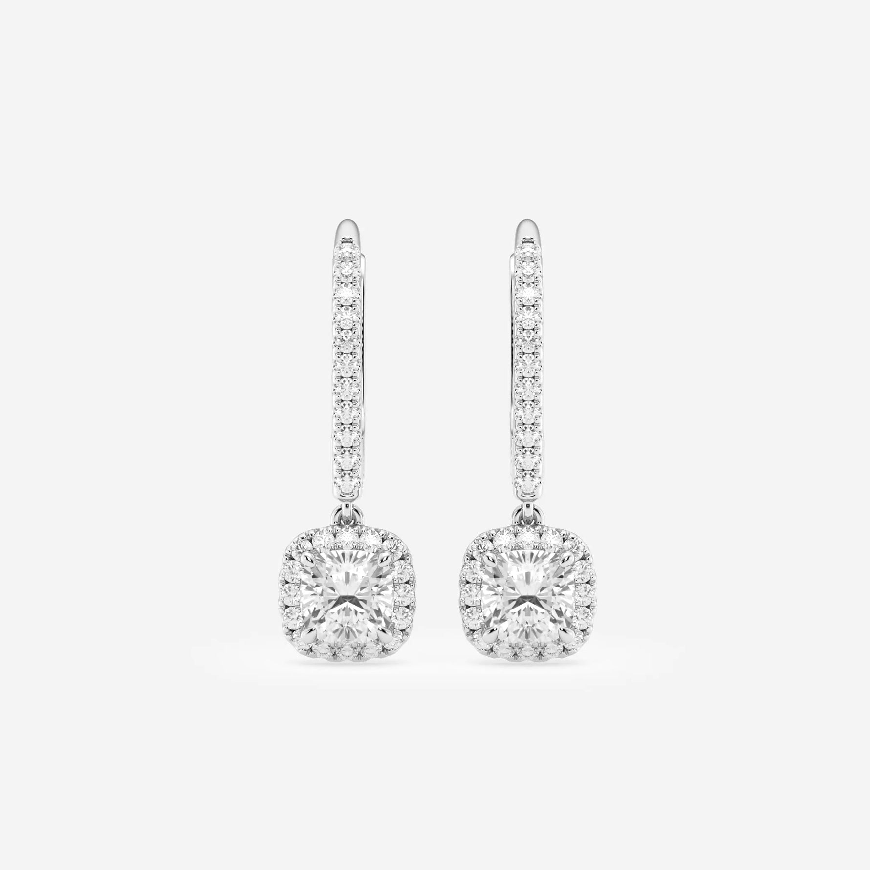 Halo Cushion Pavé Moissanite Earrings