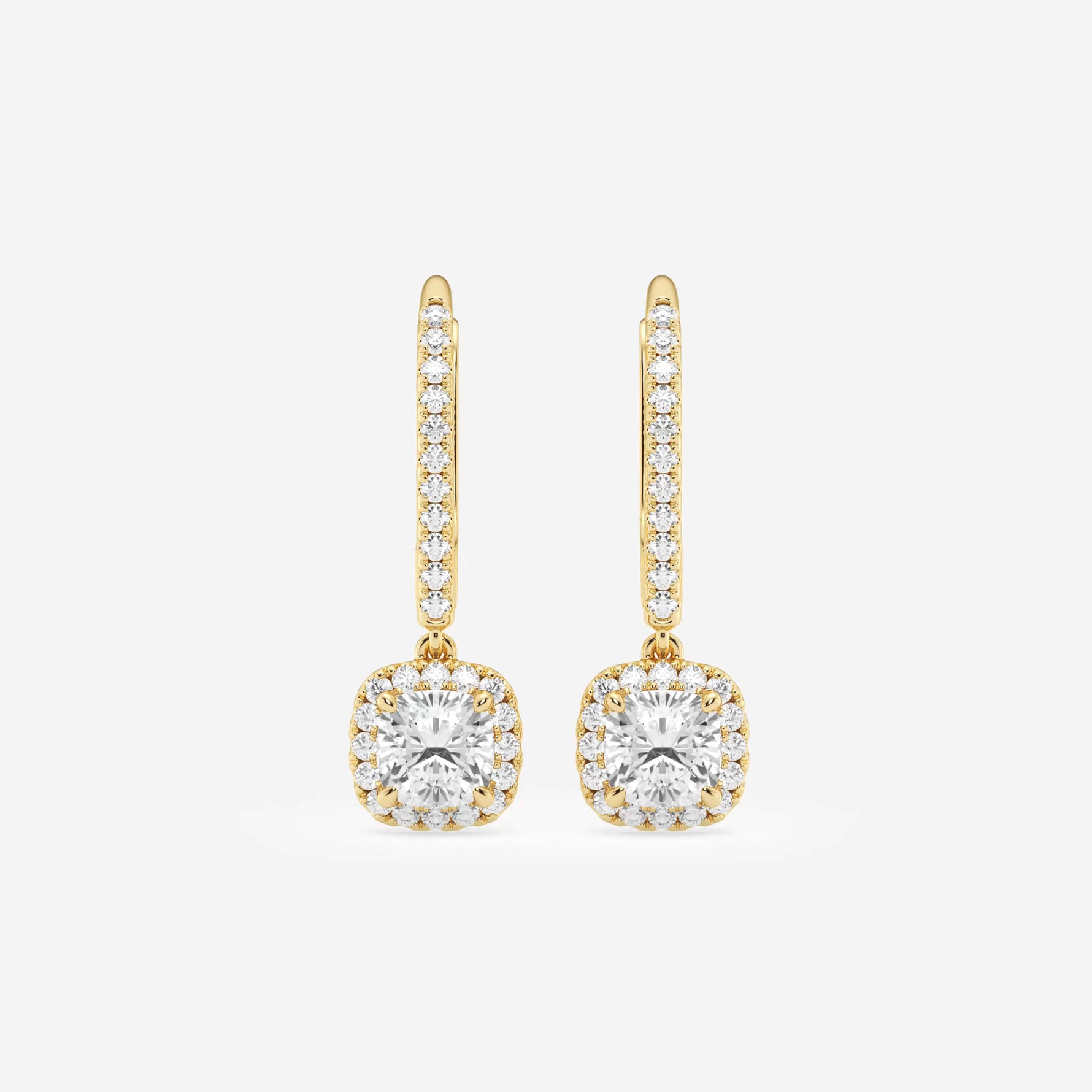 Halo Cushion Pavé Moissanite Earrings