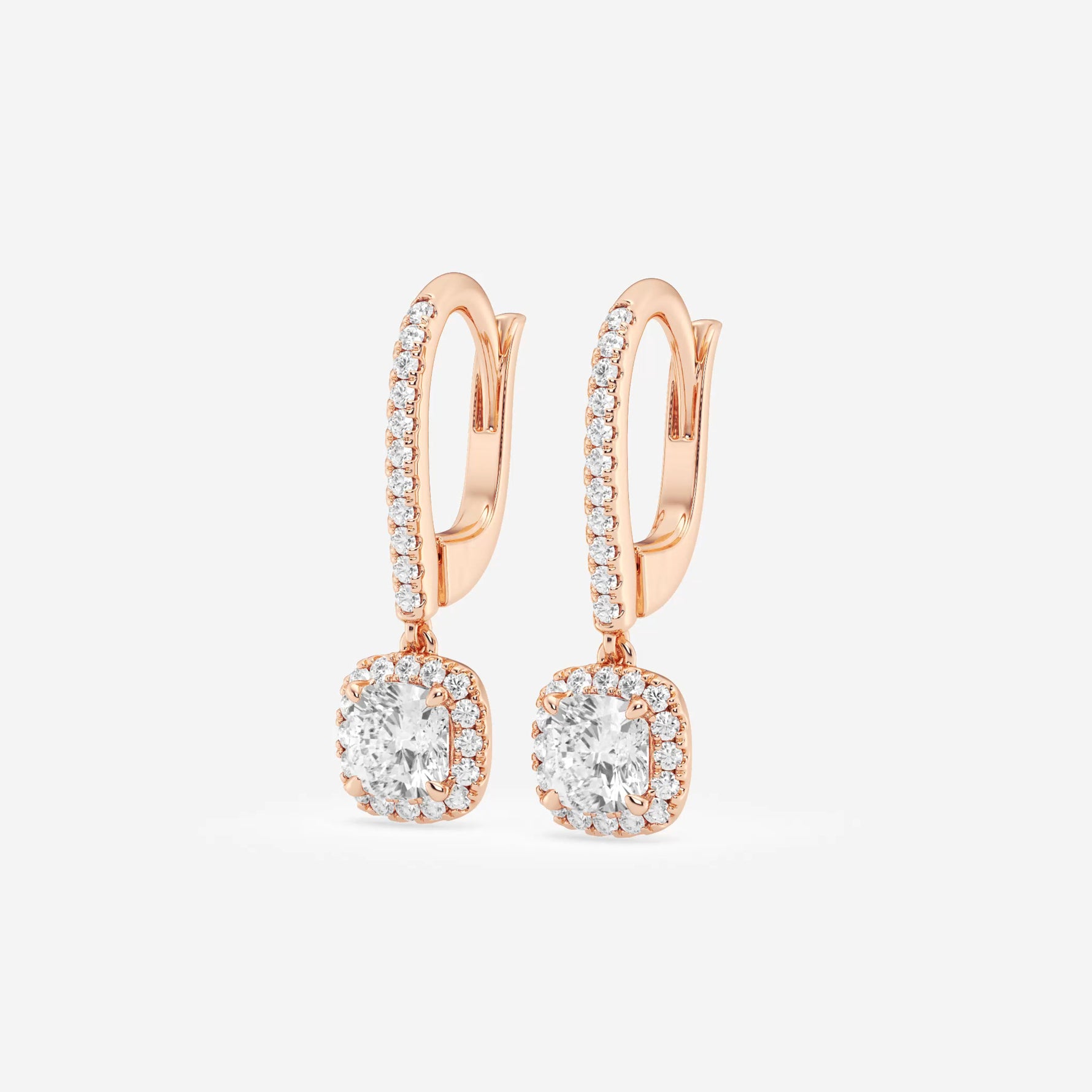 Halo Cushion Pavé Moissanite Earrings