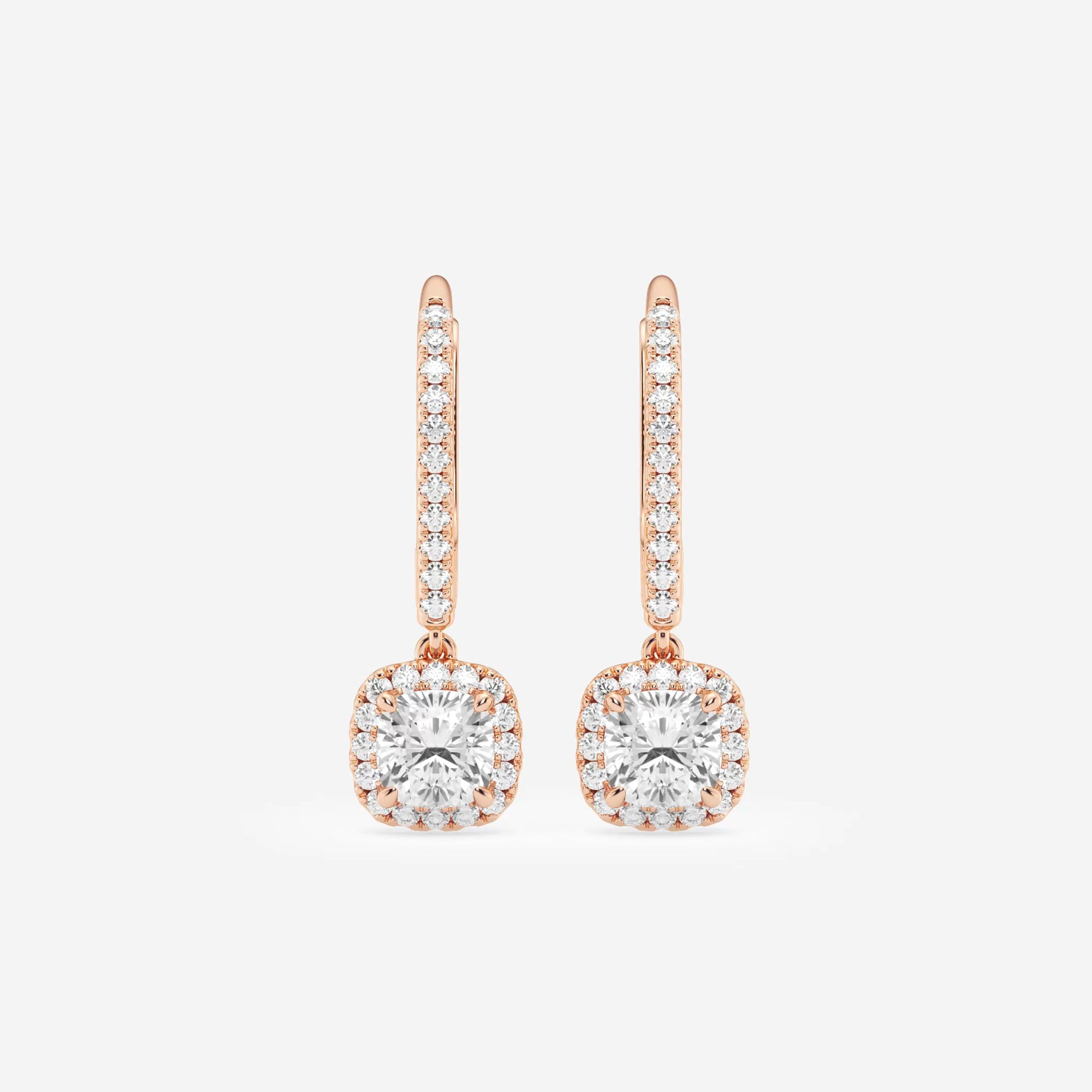 Halo Cushion Pavé Moissanite Earrings