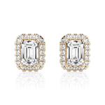 Halo Emerald Cut Moissanite Earrings