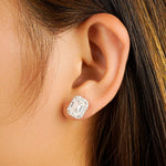 Halo Emerald Cut Moissanite Earrings