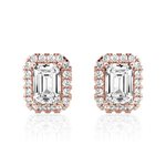 Halo Emerald Cut Moissanite Earrings