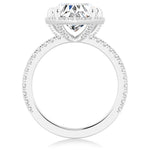 Halo Half Eternity Heart Shaped Moissanite Engagement Ring