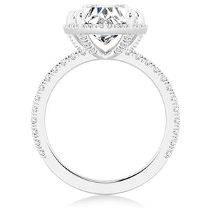 Halo Half Eternity Heart Shaped Moissanite Engagement Ring