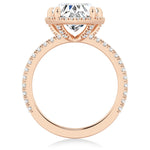 Halo Half Eternity Heart Shaped Moissanite Engagement Ring