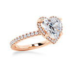 Halo Half Eternity Heart Shaped Moissanite Engagement Ring