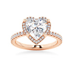 Halo Half Eternity Heart Shaped Moissanite Engagement Ring