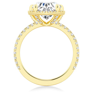 Halo Half Eternity Heart Shaped Moissanite Engagement Ring