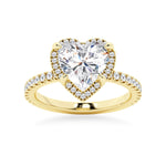 Halo Half Eternity Heart Shaped Moissanite Engagement Ring