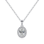 Halo Oval Cut Moissanite Necklace