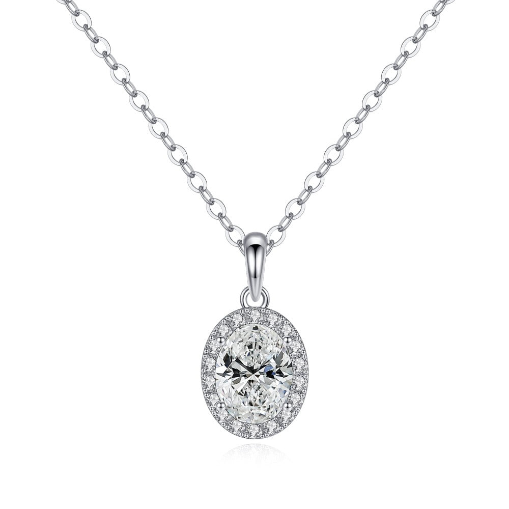 Halo Oval Cut Moissanite Necklace