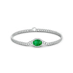 Halo Oval Emerald Bracelet with Octagonal