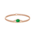 Halo Oval Emerald Bracelet with Octagonal