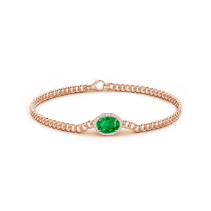 Halo Oval Emerald Bracelet with Octagonal