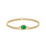 Halo Oval Emerald Bracelet with Octagonal