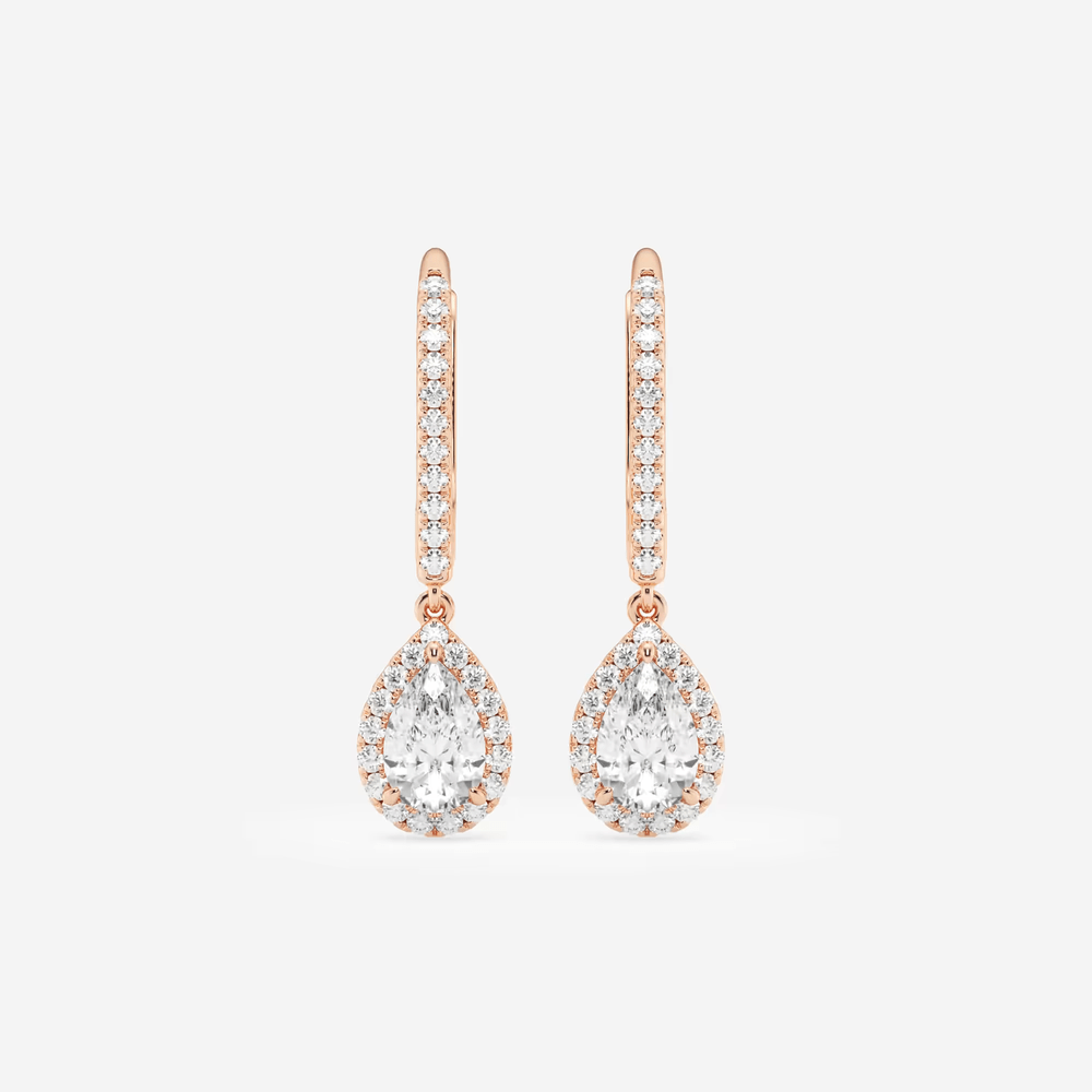 Halo Pear Pavé Moissanite Earrings