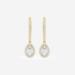 Halo Pear Pavé Moissanite Earrings