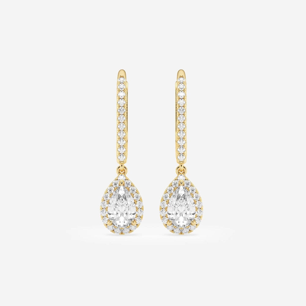 Halo Pear Pavé Moissanite Earrings