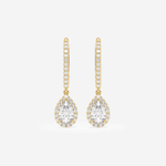 Halo Pear Pavé Moissanite Earrings