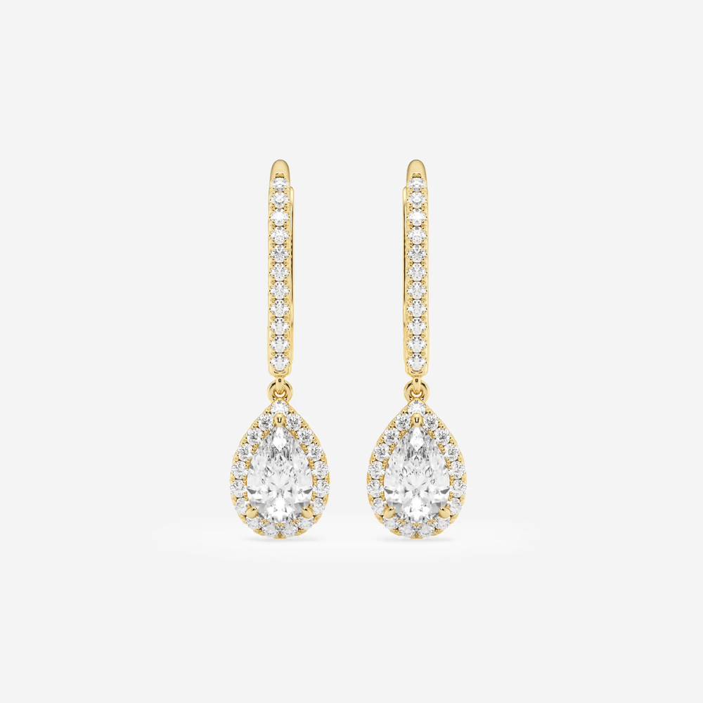 Halo Pear Pavé Moissanite Earrings