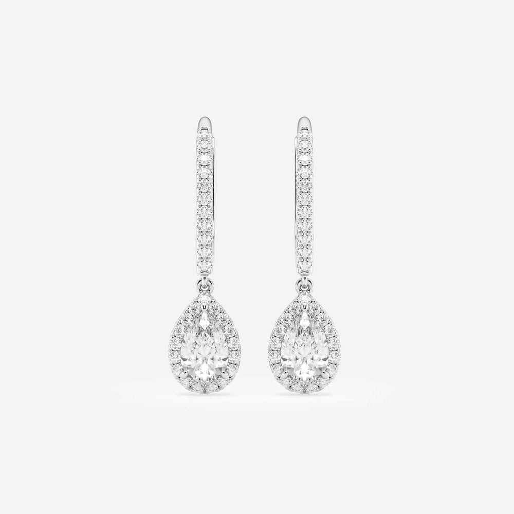 Halo Pear Pavé Moissanite Earrings