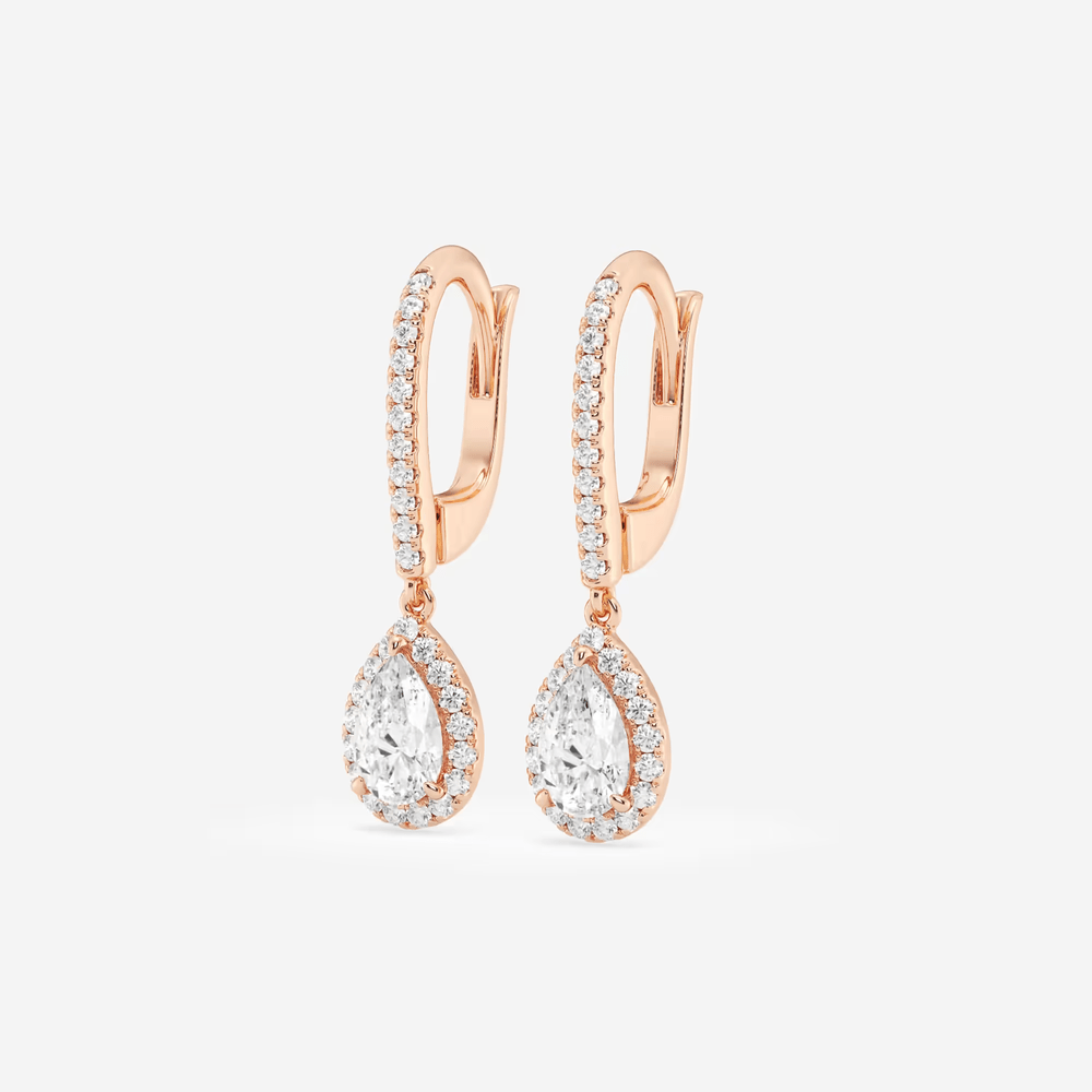 Halo Pear Pavé Moissanite Earrings