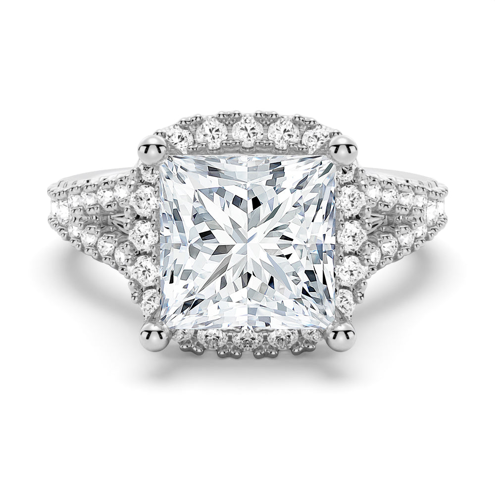 Halo Princess Cut Moissanite Engagement Ring