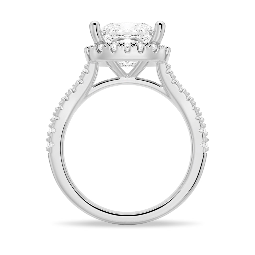 Halo Princess Cut Moissanite Engagement Ring