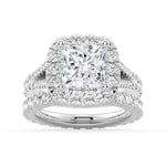 Halo Princess Shaped Moissanite Bridal Set