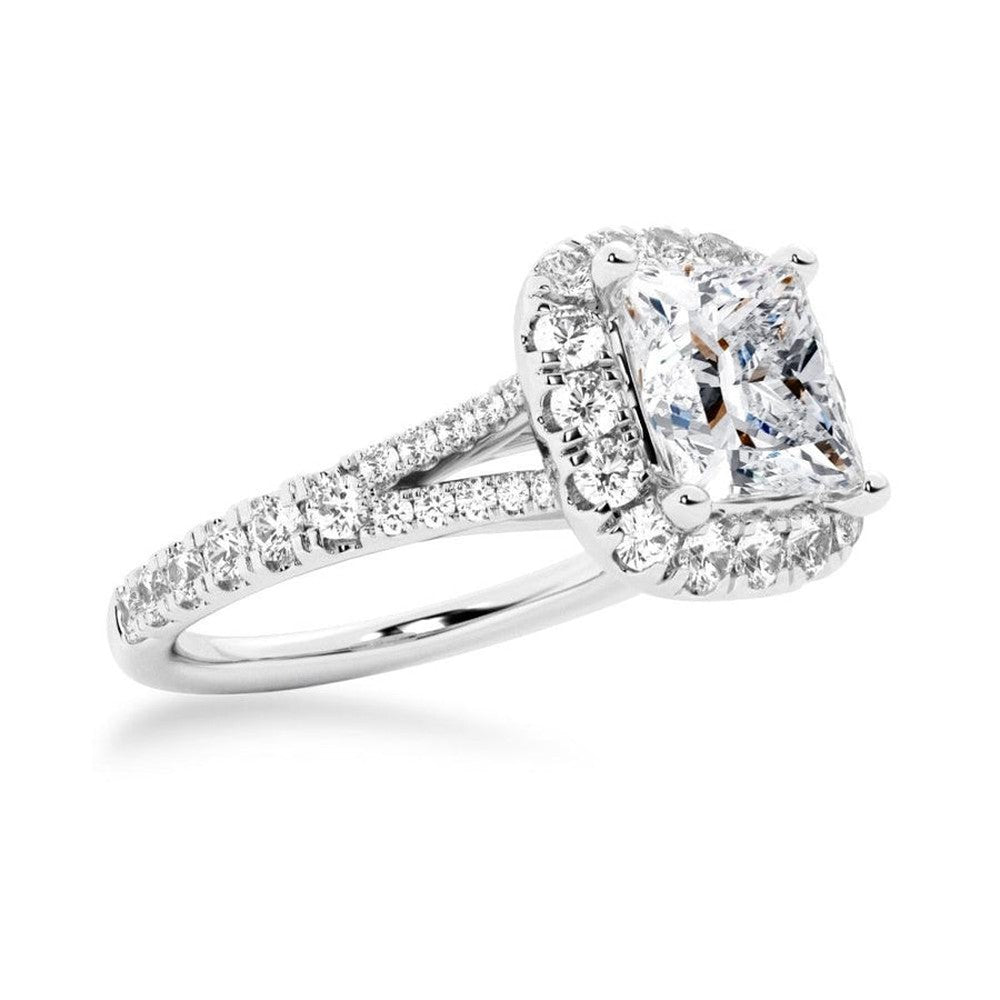 Halo Princess Shaped Moissanite Bridal Set