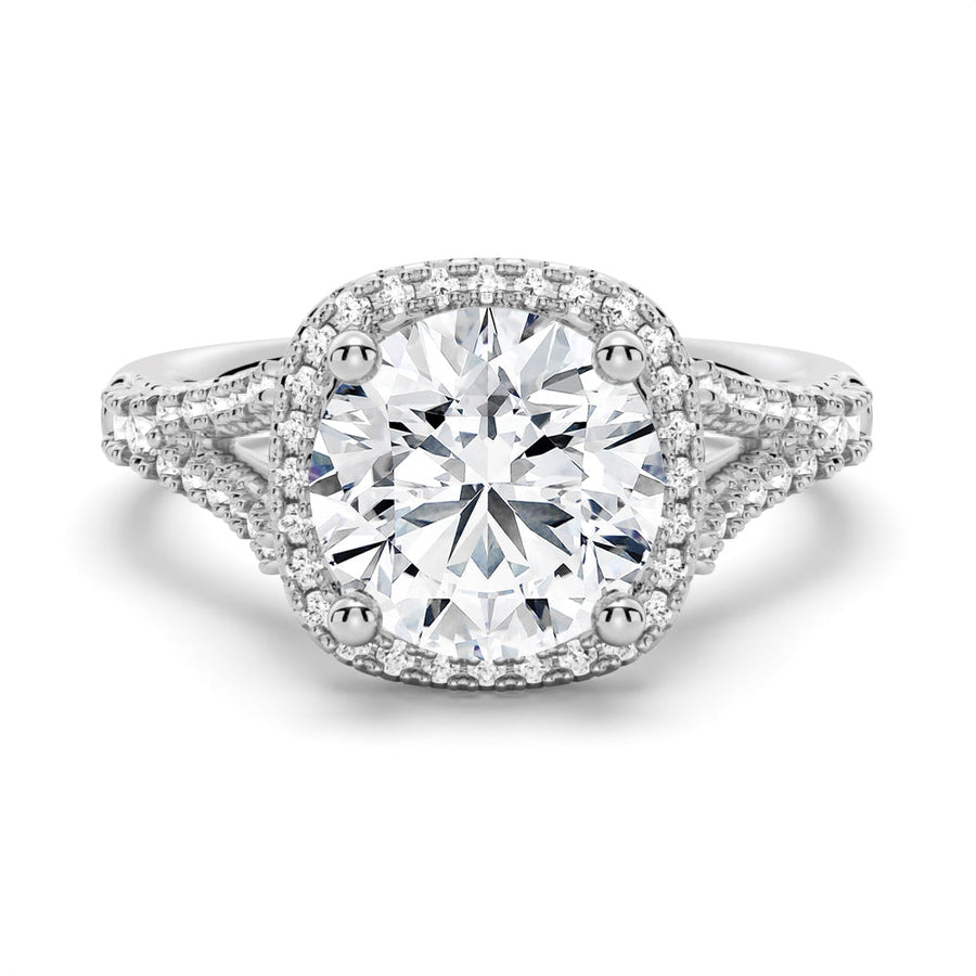 Halo Round Shaped Moissanite Engagement Ring