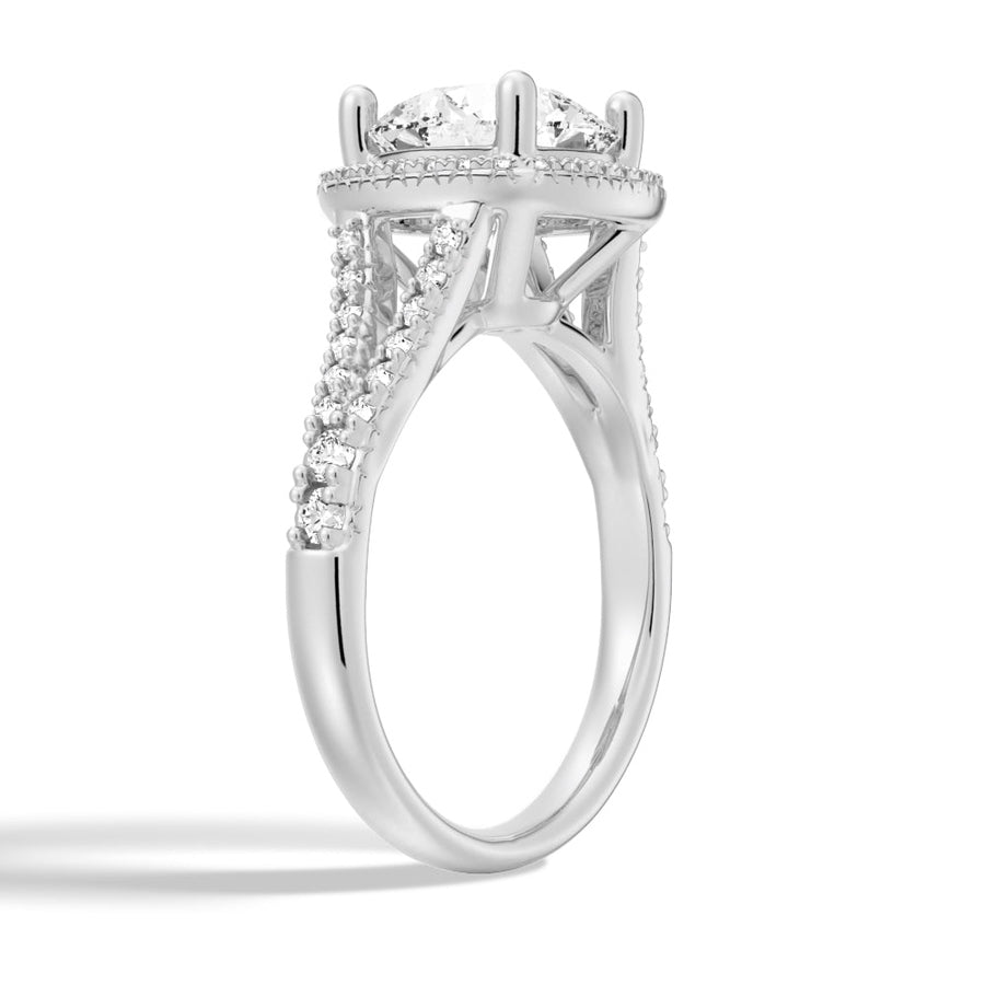 Halo Round Shaped Moissanite Engagement Ring