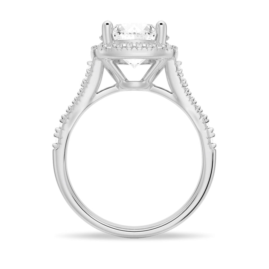 Halo Round Shaped Moissanite Engagement Ring