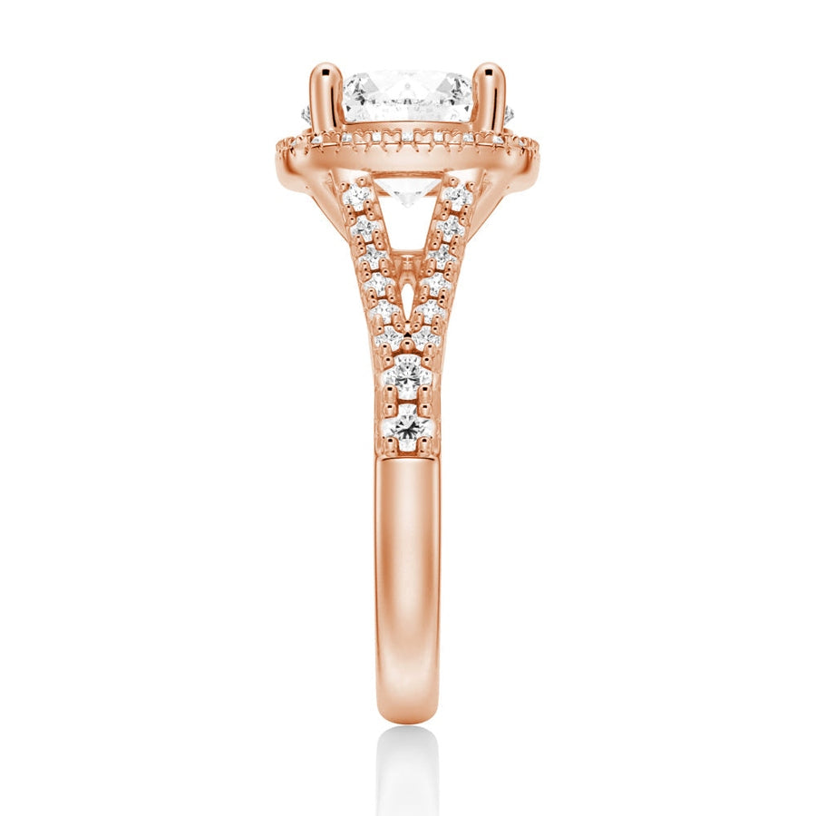 Halo Round Shaped Moissanite Engagement Ring