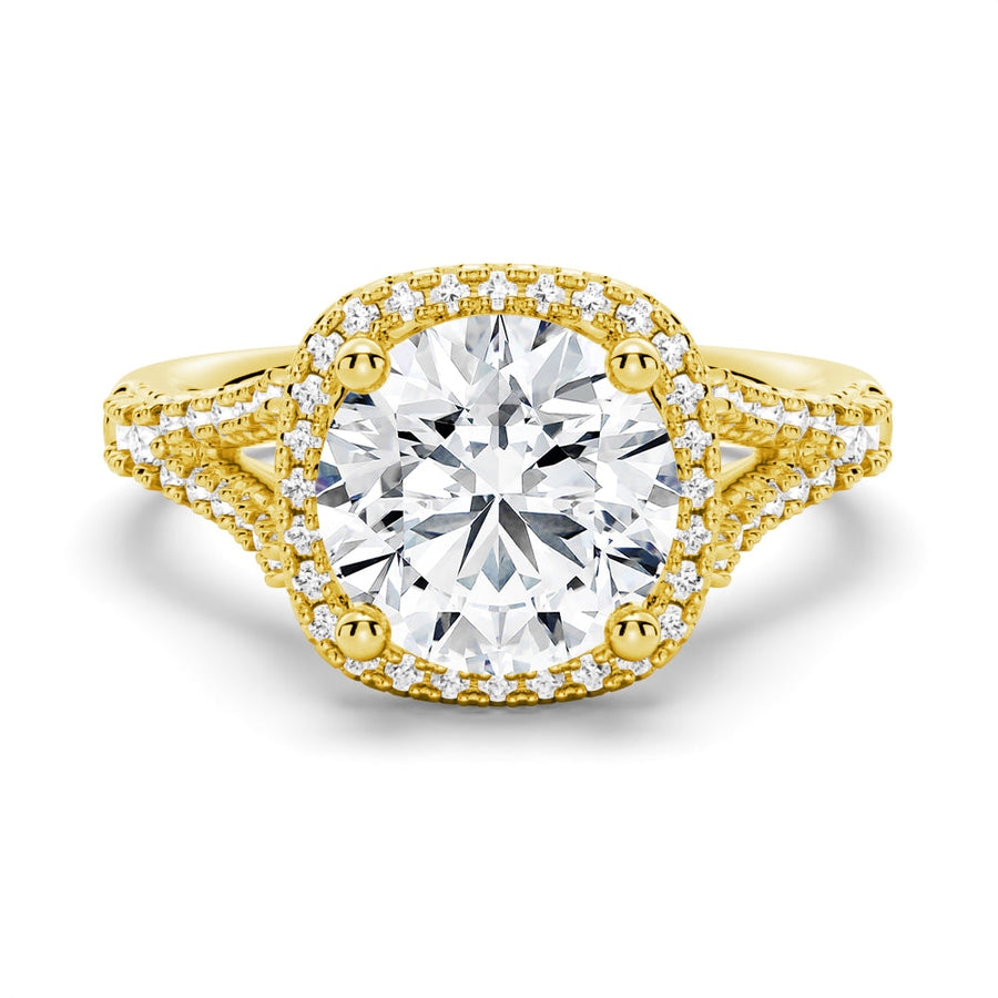 Halo Round Shaped Moissanite Engagement Ring
