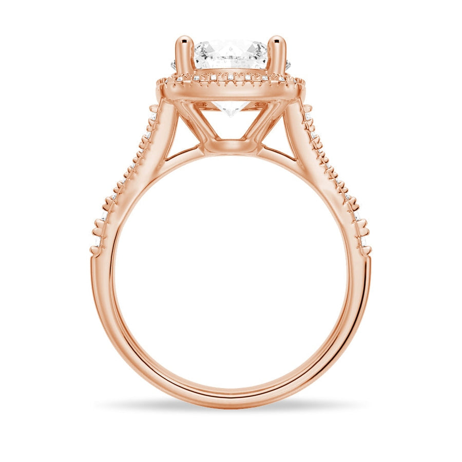 Halo Round Shaped Moissanite Engagement Ring
