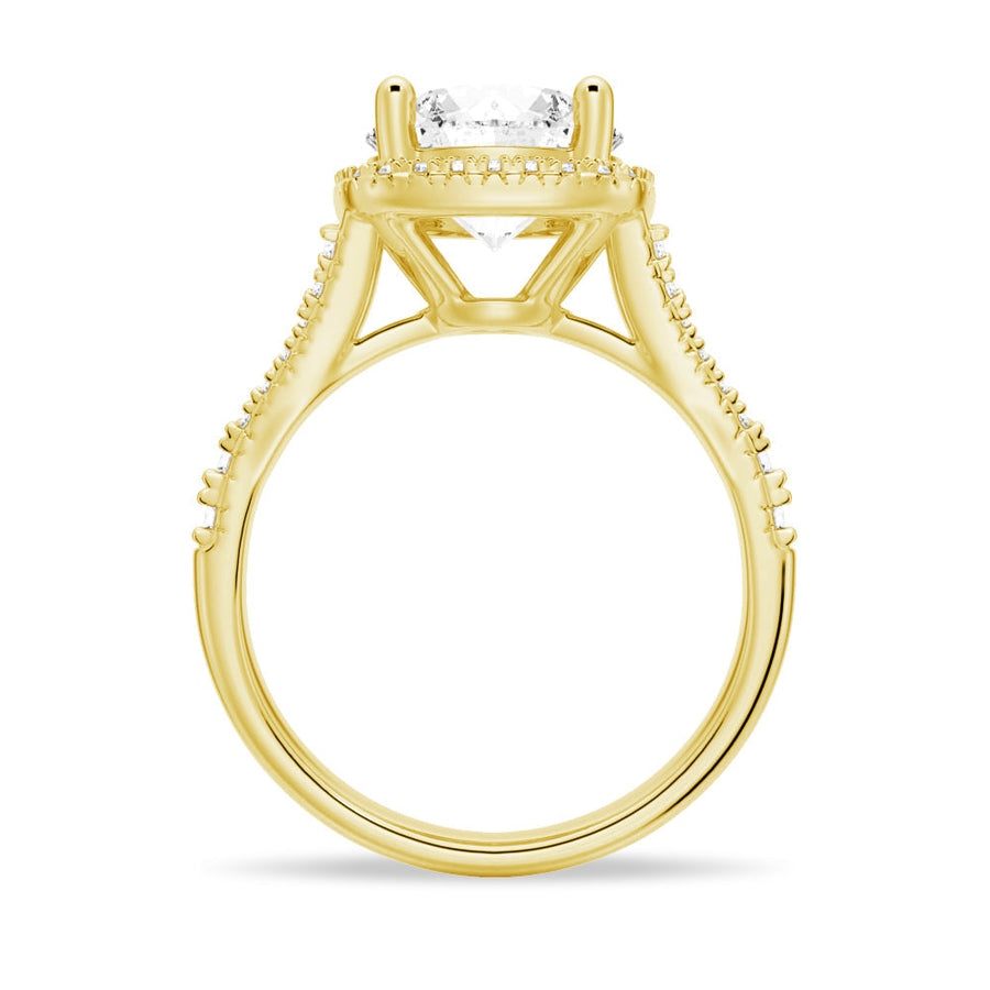 Halo Round Shaped Moissanite Engagement Ring