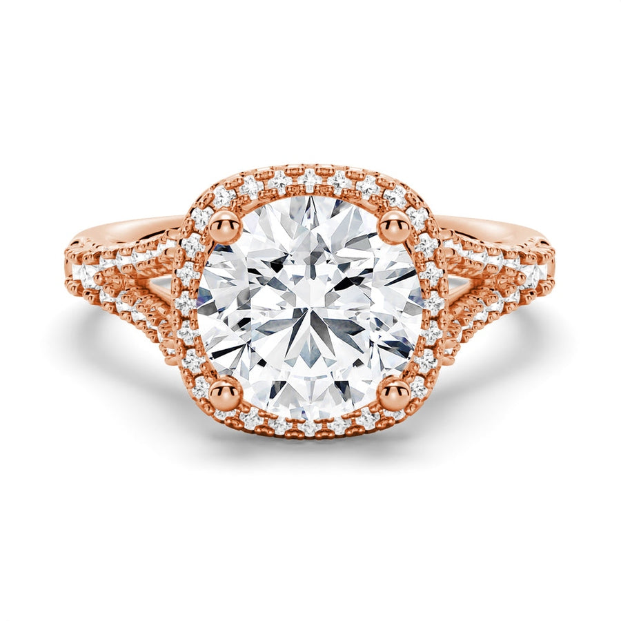 Halo Round Shaped Moissanite Engagement Ring