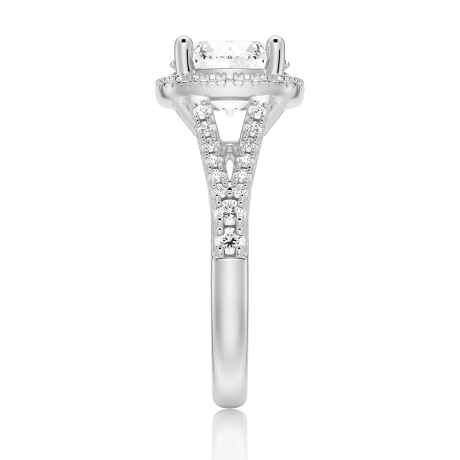 Halo Round Shaped Moissanite Engagement Ring