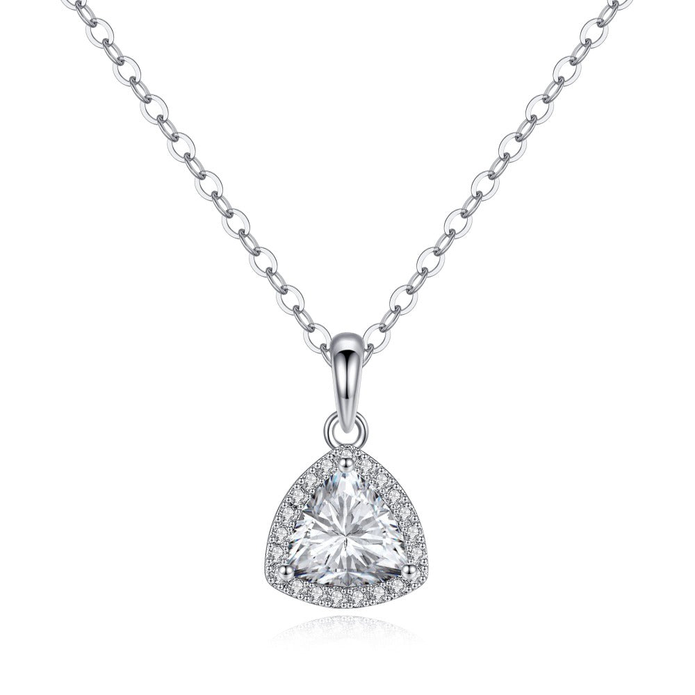 Halo Triangle Shaped Moissanite Necklace