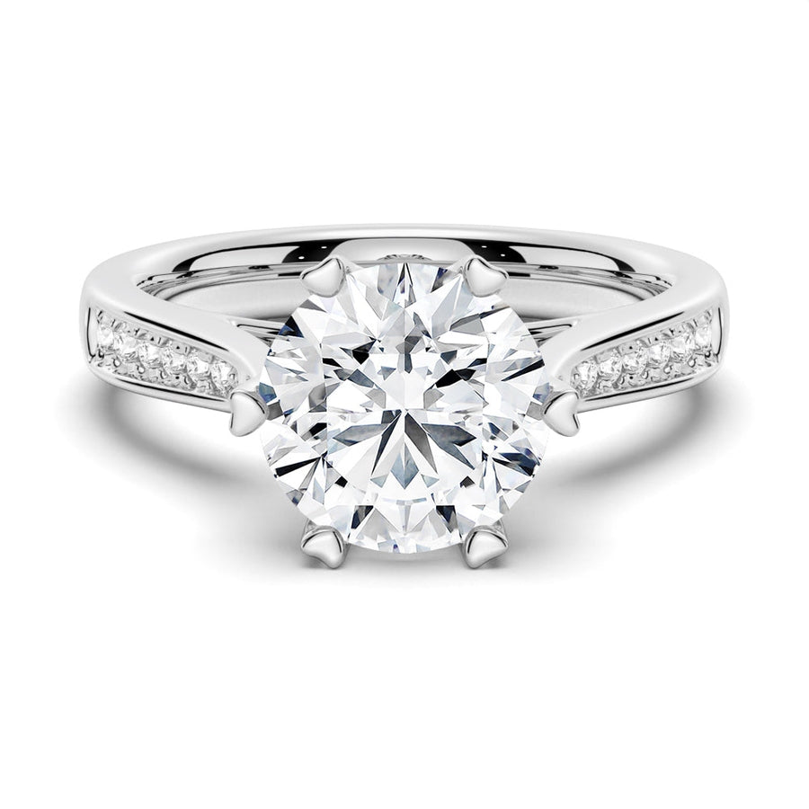 Heart Claw Moissanite Engagement Ring With Hidden Halo