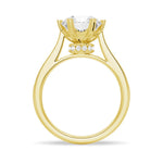 Heart Claw Moissanite Engagement Ring With Hidden Halo