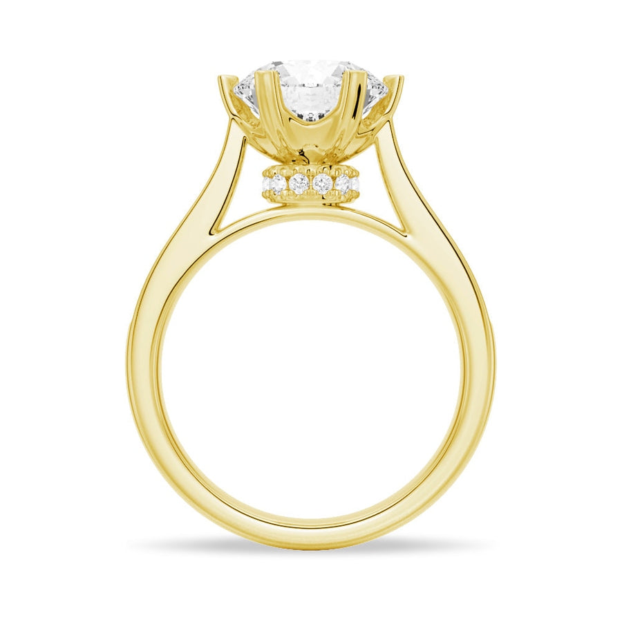Heart Claw Moissanite Engagement Ring With Hidden Halo