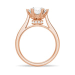 Heart Claw Moissanite Engagement Ring With Hidden Halo