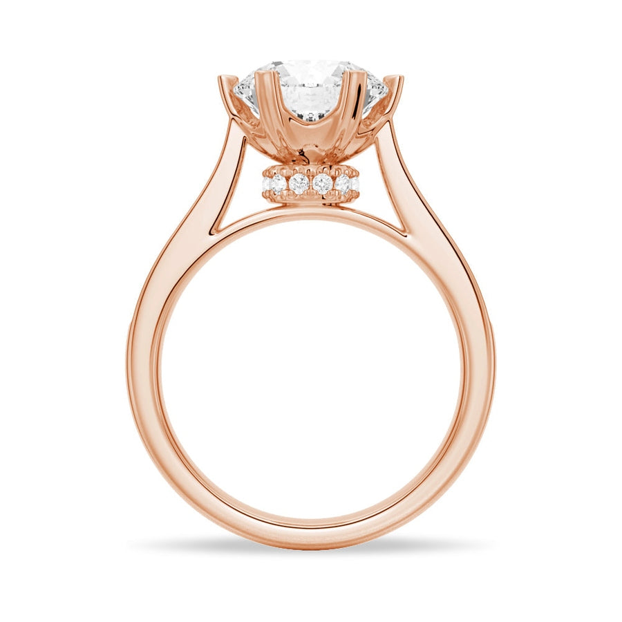 Heart Claw Moissanite Engagement Ring With Hidden Halo