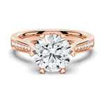 Heart Claw Moissanite Engagement Ring With Hidden Halo