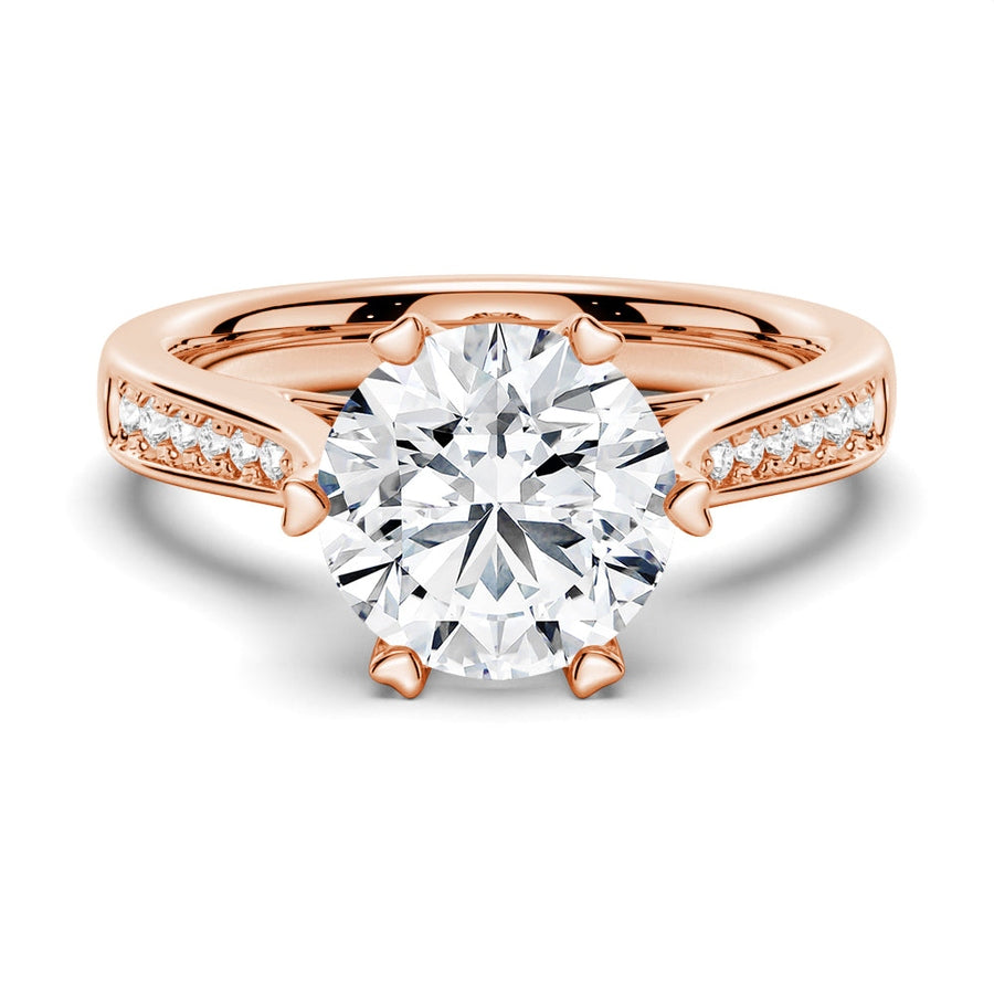 Heart Claw Moissanite Engagement Ring With Hidden Halo